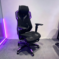 Chaise de jeu ergonomique en maille avec cadre en acier inoxydable, base pivotante, accoudoirs fixes, pour la maison et le bureau - Confortable pour une utilisation prolongée et inclinable