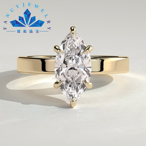 Bague <span class=keywords><strong>Solitaire</strong></span> Unique en Or Pur avec Diamant de Laboratoire Certifié IGI, Coupe <span class=keywords><strong>Coussin</strong></span> Longue et Large, Bijoux Fins - Product Image 3