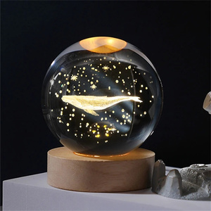 Low Price Sale Creative 3D Laser Engraved Milky Moon Planet Crystal Ball Metal Base Interior Furnishing <strong>Articles</strong> - Product Image 2
