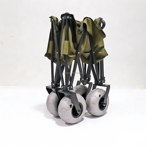 รถเข็นพับได้ขนาดใหญ่ ล้อลม สำหรับทราย ดิน ใช้งานกลางแจ้ง เหมาะสำหรับชายหาดและพื้นที่ตั้งแคมป์ - Product Image 4