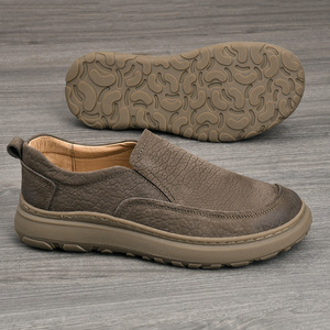 Mocassins pour hommes en cuir véritable, bout rond, à enfiler, confort printanier, semelle intermédiaire en EVA, semelle extérieure en caoutchouc - Product Image 2