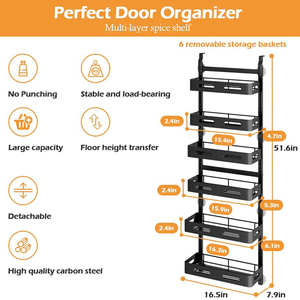 Over-the-<strong>Door</strong> Pantry Organizer for Kitchen Metal Paper Storage <strong>Rack</strong> Hanging From the <strong>Back</strong> <strong>of</strong> the <strong>Door</strong> <strong>Shoes</strong> Bags Also Bathroom - Product Image 2