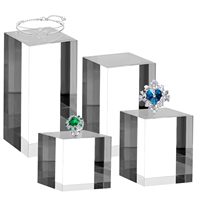 Présentoirs de rehausseurs de blocs en acrylique, base de support de cube en acrylique poli transparent pour bijoux, parfum, figurines à collectionner