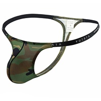 Sous-vêtements Jockstrap pour hommes à imprimé camouflage, avec ceinture à lettres, poche 3D, dos nu, taille basse, extensibles, doux, athlétiques et sexy, vente en gros