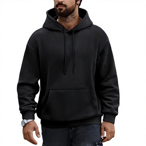 Sudadera con Capucha Negra para Hombre, Corte Regular, Color Sólido, Algodón French Terry, Informal, con Bolsillo Delantero, para Otoño, Beazer Sports, 300g, Estampado Puff - Product Image 4