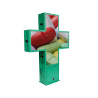 Écran LED croisé double face pour magasin de détail, programmable par smartphone, WiFi, couleur verte, IP65, animation extérieure