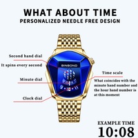 Montre noire à écran tactile BINBOND pour homme, style sport, concept moto, lumineuse, à quartz, avec bracelet en acier inoxydable maillé