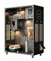 Villa moderne pour chat en bois massif, maison pour animaux de compagnie facile à nettoyer, idéale pour chatons, meuble de salon de luxe pour chat, porte incluse, sans assemblage