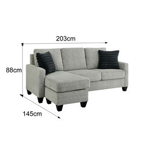 Juego de sofás seccionales reversibles en forma de L baratos JS, muebles de sala de estar, sofá de esquina de 3 plazas de tela - Product Image 3