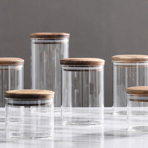 Storage Jar Jars Coffee Storage Canister Acacia Food Storage Canister Coffee Containers Jar Wood Lid Glass Kitchen Serving Bpa-free Clear Glass Storage Bottles Jars