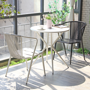 Moderner Esszimmers tuhl im Freien mit Aluminiums itz und Seil bindung Beliebter Gartenmöbel für Hotel-und Restaurant möbel - Product Image 3