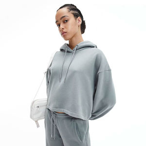 Custom <b>Women's</b> Anti-Pilling Breathable <b>Cropped</b> <b>Top</b> Hoodie New Design Hot Sale Solid Color Fitted Winter Clothing with Front Logo - Product Image 1