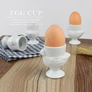 Porte-œuf en céramique blanche, personnalisé, drôle en forme de poulet, tasse de petit déjeuner créative pour Restaurant