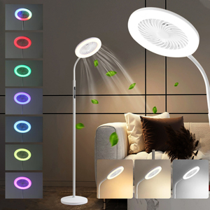 Mới đến AC100-240V DC5V 12W 3 tốc độ gió PP + ống sắt 3 Nhiệt độ màu và RGB để lựa chọn đèn LED hiện đại với quạt yên tĩnh - Product Image 4