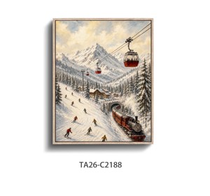 Impression sur toile « Télécabines des Montagnes d'Hiver », Affiche de télécabines de <span class=keywords><strong>ski</strong></span>, Tableau mural sur toile, Décoration murale - Product Image 4