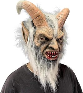 Máscara de Lucifer con <span class=keywords><strong>Cuernos</strong></span>, Terrorífica, de Krampus, Transpirable, de Látex Natural, Cabeza de <span class=keywords><strong>Demonio</strong></span> Cabra, para Carnaval, Halloween, Eventos y Fiestas Temáticas de Terror - Product Image 4