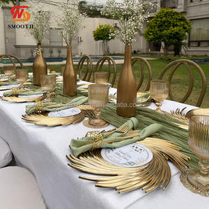 จานรองอาหารพลาสติก PP ขนาด 13 นิ้ว สำหรับงานแต่งงาน สีทอง/สีเงิน รุ่น Hurricane - Product Image 1