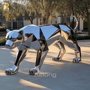 Al Aire Libre de tamaño real de metal Animal estatua de acero inoxidable escultura de leopardo para la venta - Product Image 6