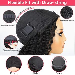 3 in 1 <strong>Half</strong> <strong>Wig</strong> Raw Original Vietnamese Pixie Curly Human Hair <strong>Wig</strong> Seamless Flip Over Drawstring Glueless <strong>Wigs</strong> for Black Women - Product Image 2