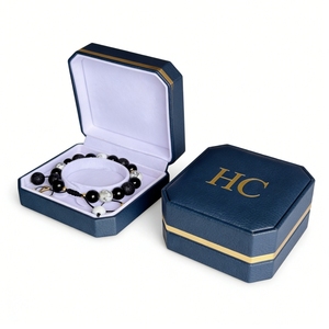 Elegant Bracelet Box Luxury Hinged PU Leather Jewelry Packaging Box Velvet <b>Insert</b> Foil Stamping Custom Logo OEM ODM Accepted - Product Image 1