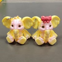 Nouveau 3D imprimé mignon éléphant porte-clés en plastique Animal ornement sac charme réaliste Joint pendentif cadeau