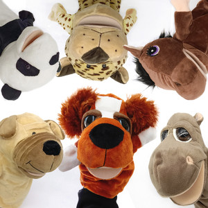 Marionetas de mano de animales con boca abierta, juguetes de peluche de panda y cachorro listos para usar, marionetas de dedo de trapo para guardería, malla de algodón PP, venta al por mayor - Product Image 1