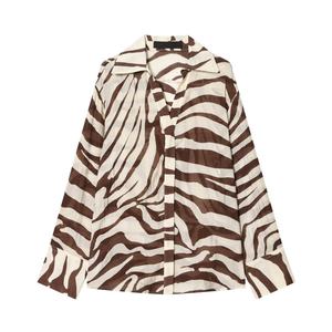 ZA Unisex Retro Vintage Woven Polyester <b>Zebra</b> Print <b>Shirt</b> 2026 Spring New Arrival Simple Versatile Front Anti-Pilling - Product Image 1