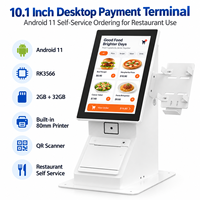 Kiosque de paiement en libre-service Android 10,1 pouces RK3566 2 Go 32 Go avec imprimante thermique 80 mm et scanner QR pour restaurant et caisse de vente au détail