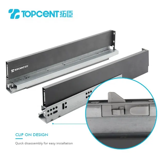 Topcent new type tendem soft closing slim drawer channel box kitchen