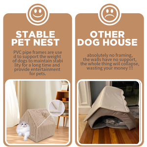 เตียงแมวกระต่ายผ้ากำมะหยี่ลายพื้นสำหรับซักได้บ้านสุนัขอบอุ่นในร่มสำหรับแมวและสุนัข - Product Image 4