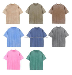 Magliette grafiche Hip Hop Oversize da 300g/mq pesanti all'ingrosso magliette a fascia Vintage lavate minerali pesanti da uomo - Product Image 6