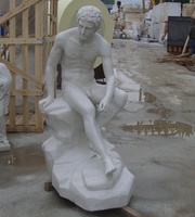 Statue en marbre de David sculpté à la main blanc naturel grandeur nature