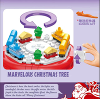 Nouveauté : Ensemble de blocs de construction éducatifs DIY, thème Arbre de Noël rose, avec base de train rotative, pour cadeaux et décorations de Noël festives