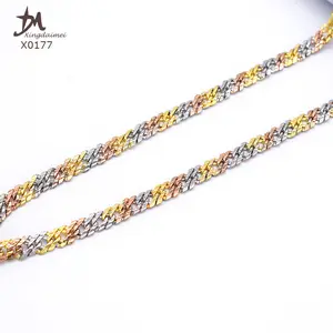 X0177 Wholesale 3 Color Chain Necklace High Quality 18K Gold Plated 24Inch Jewellery Necklace