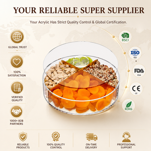 Contenitore Rotondo in Acrilico PRISM DISPLAY con Coperchio, 4 Scomparti, Trasparente, <span class=keywords><strong>per</strong></span> Snack e Caramelle, Vendita all'Ingrosso <span class=keywords><strong>per</strong></span> <span class=keywords><strong>Cucina</strong></span> - Product Image 3