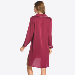 Offre Spéciale boutonné vêtements de nuit été à manches longues vêtements de nuit doux 100% soie nuisettes pour femmes Sexy <span class=keywords><strong>nuisette</strong></span> Design chemise robe - Product Image 2