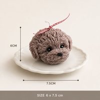 Realistische Hundekopf-Pudel-Duftkerze mit lockigem Fell und Fliege, 5 Farben, Sojawachskerze, Heimdeko, Geschenk für Tierliebhaber