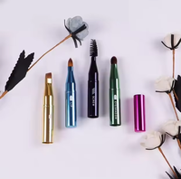 Pinceau portable personnalisé à quatre têtes pour les lèvres, les yeux et les sourcils, en poils synthétiques, en promotion