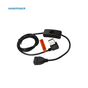 直角USB AM至AF充电电缆，带开/关开关USB 2.0扩展电缆代码，用于发光二极管风扇灯