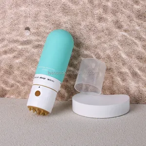Bottiglia di crema per collo vuoto con applicatore di massaggio al silicone da 160ml a forma di capsula di lusso a forma di capsula