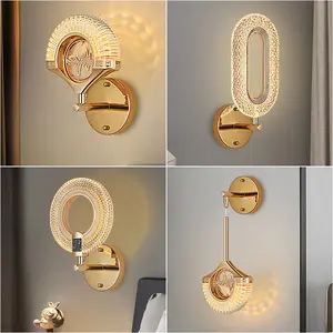Lampada da parete in cristallo da comodino decorativa creativa di lusso moderna nordica leggera per soggiorno camera da letto