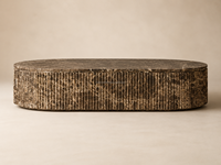 Table basse ovale personnalisée en marbre Emperador foncé, meuble de salon en pierre naturelle, table centrale en marbre brun cannelé