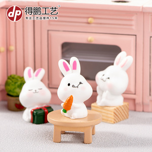 Figurine en résine de lapin miniature Dp, décoration animale, artisanat, décoration de la maison, ornement de bureau - Product Image 4