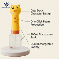 Distributeur de mousse pour animaux de compagnie en forme de canard, machine à bulles électrique automatique pour le bain des chiens et des chats, rechargeable par USB, 300 ml, machine à mousser le shampoing
