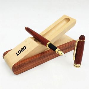 Luxury Rosewood Pen <b>Gift</b> <b>Set</b> with Folding Wooden Case - Custom Engraved Promotional Executive Pens - Product Image 1