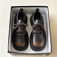 Mocassins à plateforme pour femmes, style britannique, automne 2026, en cuir vieilli, chaussures décontractées polyvalentes