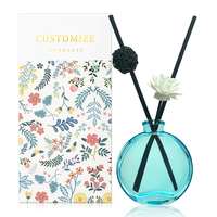 Bouteille diffuseur en verre globe bleu clair et rose clair, flacon rond vide pour parfum d'ambiance de table à la maison