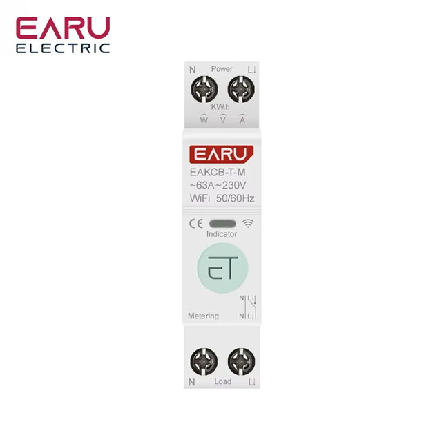 Tuya WiFi Smart Circuit Breaker MCB Timer 1P+N 63A Power Energy kWh Voltage Current Meter Protector Voice Remote Control Switch