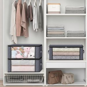 Foldable Storage Box Container with Zippers Clear Window Reinforced Clothes Organizer Storage <b>Bag</b> Storage Bins - Product Image 5
