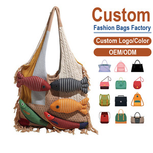 New Arrival Large Capacity Vintage <b>Knitted</b> Tassel Shoulder <b>Bag</b> Boho Chic Patchwork Handbag with Fringe Soft Woven Tote - Product Image 1